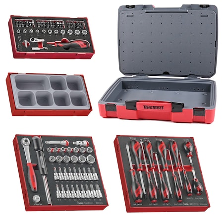 Teng Tools 125 Piece 3/8 Inch Drive Socket, Screwdriver & Bit Foam Kit TC-6T-2